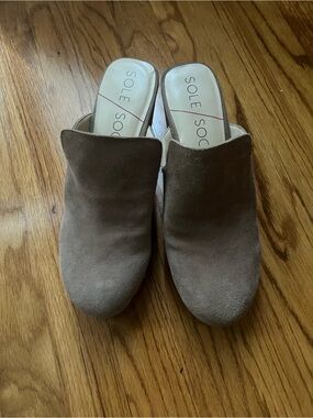 Sole Society tan Suede Slip-On Mules